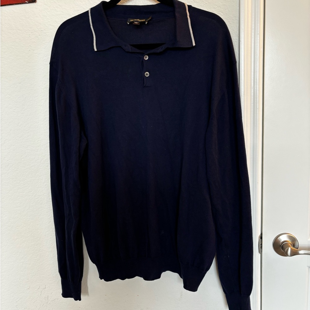 Paul Stuart Deep Blue Buttoned Polo